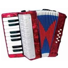 Acordeon Sanfona Gaita Infantil 8 Baixos Brinquedo Crianças Vermelho -