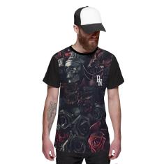 Camiseta Skull Flowers Cemitério de Caveiras com Flores-Masculino