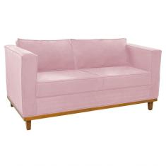 Sofá 2 Lugares Europa Suede Rosa Bebê