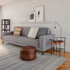 Sofá Berlim 4 Lugares Linho Cinza 280 cm - Mobly