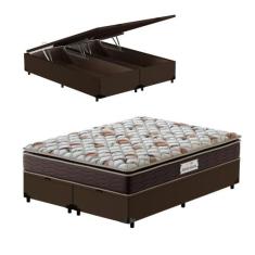 Cama Box Baú Queen Marrom + Colchão Espuma D45 - Probel - Guarda-Costa