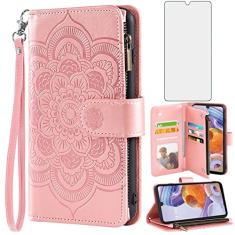 Asuwish Capa de telefone para LG Stylo 6/Stylo6 Plus/K71 Stylus capa carteira com protetor de tela de vidro temperado e flor flip porta-cartão de crédito suporte celular LGStylo6 6+ 6plus estilo 06