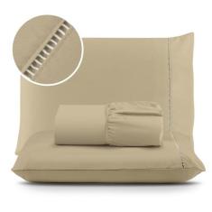 Jogo de Lençol 03 Peças 400 Fios MicroPercal Ponto Palito - Cama Solte
