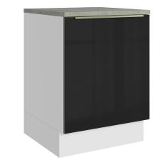 Balcão 60 cm 1 Porta Branco/Preto Lux Madesa