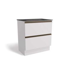 Balcão Cozinha p/Cooktop Maxxi G755 top 2 Gavetas c/Tampo 80cm Branco/Cinzel - Kappesberg