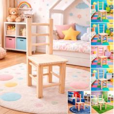 Cadeira Cadeirinha Infantil De Madeira Resistente - MegaStore Marques,