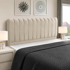 Cabeceira de Cama Box Madeira Estofada Casal Ômega - D'Julia, Bege