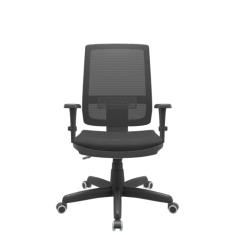 Cadeira Escritório Presidente Brizza Plaxmetal Autocompensador Slider Braço 3D Rodízios PU Couríssimo Preta