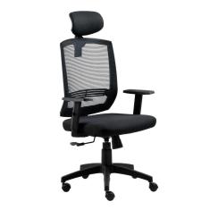 Cadeira Para Escritório Presidente Giratória Ergonômica New Opus Roal Preto Encosto Em Tela