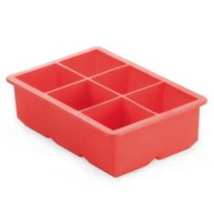 Forma de Gelo Grande Quadrada em Silicone Vermelho Mimo Style