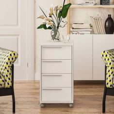 Gaveteiro 4 Gavetas com Rodízios Maia Politorno Branco