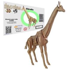 Brinquedo Educativo Quebra Cabeça 3d Girafa Mdf - Monte & Eduque