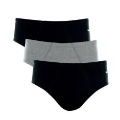 Kit 3 Cuecas Slip Mash 010.20 Elástico Embutido Algodão, Preto, Cinza,