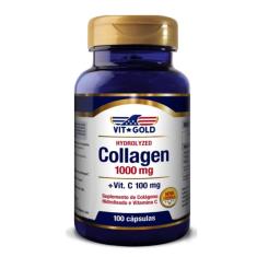 Colágeno Hidrolisado 1000mg Com Vitamina C 100mg Vitgold 100 Cápsulas