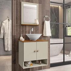 Gabinete Banheiro Deli Cuba Lume Bco Torneira Val Click Inox Off White/nature