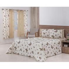 Jogo Lençol 4 Peças Cama Viúva 2,03Mx1,20Mx40Cm 100% Algodão - Thais E