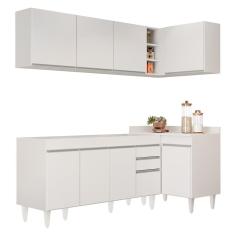 Armário De Cozinha Modulado De Canto Esquerdo 4 Peças Cp49 Balcão Sem Tampo Branco - Lumil