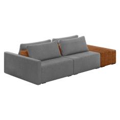 Sofá Ilha 2 Lugares Living 252cm Modulado Lary Bouclê K01 Cor Cinza