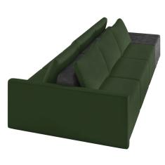 Sofá Ilha 3 Lugares Living 402cm Modulado Lary Veludo Pu Pto K01 Cor Verde
