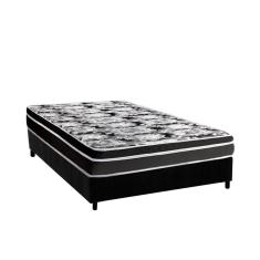 Cama Box Casal: Colchão Espuma Luckspuma D45 Gran Luck Black + Base CRC Suede Black(138x188)