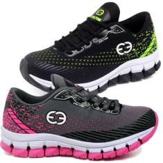 Kit 2 Tênis Infantil Feminino Evoltenn Impacto Cinza/Verde, Cinza, Ver