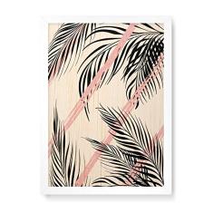 Arte Maníacos Quadro Decorativo em Madeira Palmeiras Escandinavas - 23x16,25cm (Moldura caixa em laca branca)