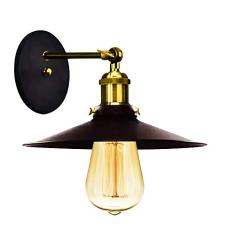 Arandela Industrial Vintage Nordic Loft Preto com Dourado