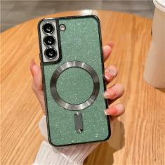 Capa de telefone com brilho magnético chapeado para Samsung Galaxy S24 S23 S21 FE S22 Plus Ultra Soft TPU capa traseira, verde escuro, para Samsung S23 Plus
