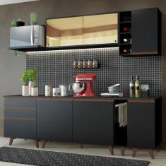 Cozinha Completa Madesa Reims 235001 com Armário e Balcão - Preto, Pre