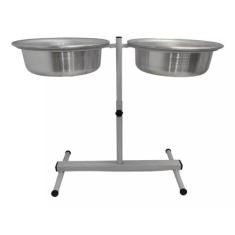 Comedouro Duplo Ajustável De Altura Para Cães Grande 2.5l - O Plano Pe