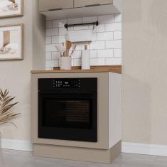 Balcão Forno de Embutir 80cm com Tampo e Rodapé Ipanema CabeCasa MadeiraMadeira Cinza Trama/Branco