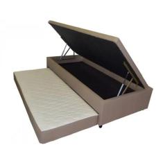 Cama Box Bau Solteiro King Com Auxiliar Semi Ortopedica Suede (0.96X2.