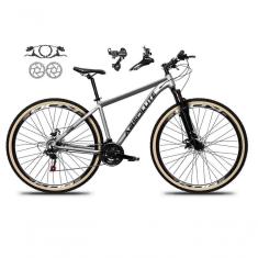 Bicicleta Aro 29 Absolute Nero 5 Shimano Freios Hidráulicos 24v Garfo Suspensão Pneu Faixa - Cinza Tam.21