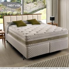 Cama Box Herval King Amore, 67x193x203 cm, Molas Ensacadas, Branca