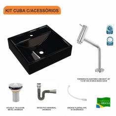 Kit Cuba Q39 Com Torneira Pratika 1060 Válvula 1 Pol Preto