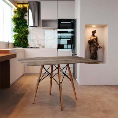 Mesa Eiffel Design Charles Eames Retangular 120x75cm Amêndoa Base Madeira Maciça - Cor: Marrom