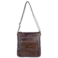 Bolsa Transversal de couro croco Chloe - Café