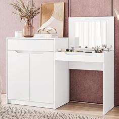 Escrivaninha Penteadeira Trend com 2 Portas e 1 Gaveta Branco Fosco