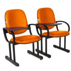 02 Cadeiras Para Auditório Com Prancheta Linha Dallas Auditório Laranja