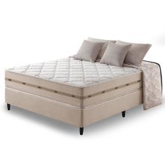 Cama Box Viuva Bege + Colchão Molas Superlastic Bahamas 128x188x63cm