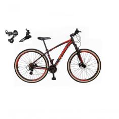 Bicicleta Aro 29 Ksw Xlt Alumínio 24v Câmbios Shimano Garfo Suspensão Pneu Faixa Bege Preto-vermelho-laranja 21