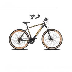 Bicicleta Aro 29 Ksw Xlt Alumínio 24v Câmbios Shimano Garfo Suspensão Pneu Faixa Bege Preto-laranja 21
