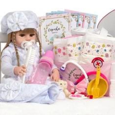 Boneca Reborn Recém Nascida Princesa Completa Vários Itens - Cegonha R