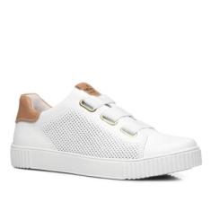 Tenis Pegada Feminino em Couro Branco 219015-03-Feminino