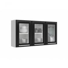 Armario Aéreo Com Vidro Cozinhas Itatiaia Luce 3 Portas Preto