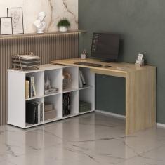 Escrivaninha em L Mesa Office 8 Nichos Nero II