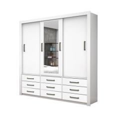 Guarda Roupa Roupeiro Anjos 3 Portas de Correr com Espelho Central 9 G