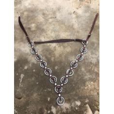 Peitoral Argolado Para Cavalos E Mulas Ferragens De Alumínio Polido - 