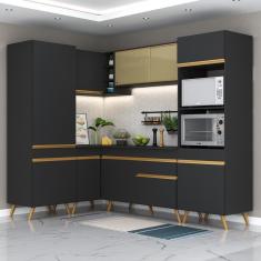 Cozinha Completa De Canto Veneza Gb Mp2049 Com Armário E Balcão Preta