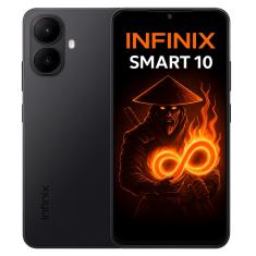 Smartphone Celular Infinix Smart 10, 128GB, 4GB RAM, Tela 6,6, Câmera 50MP, Bateria 5000mAh, Android 13, Dual SIM, Preto